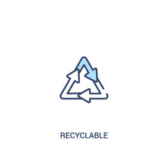 recyclable concept 2 colored icon. simple line element illustration. outline blue recyclable symbol. can be used for web and mobile ui/ux.