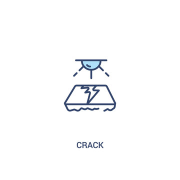 crack concept 2 colored icon. simple line element illustration. outline blue crack symbol. can be used for web and mobile ui/ux.