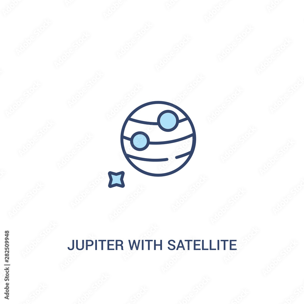 Wall mural jupiter with satellite concept 2 colored icon. simple line element illustration. outline blue jupite