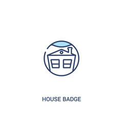 house badge concept 2 colored icon. simple line element illustration. outline blue house badge symbol. can be used for web and mobile ui/ux.