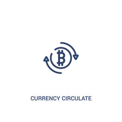 currency circulate concept 2 colored icon. simple line element illustration. outline blue currency circulate symbol. can be used for web and mobile ui/ux.