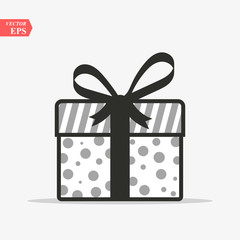 Illustration of gift box icon on background. Christmas gift icon illustration vector symbol. Present gift box icon. Package in gift wrap, vector eps 10 - box icon
