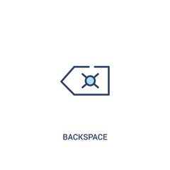 backspace concept 2 colored icon. simple line element illustration. outline blue backspace symbol. can be used for web and mobile ui/ux.