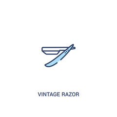 vintage razor concept 2 colored icon. simple line element illustration. outline blue vintage razor symbol. can be used for web and mobile ui/ux.