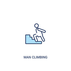 man climbing concept 2 colored icon. simple line element illustration. outline blue man climbing symbol. can be used for web and mobile ui/ux.