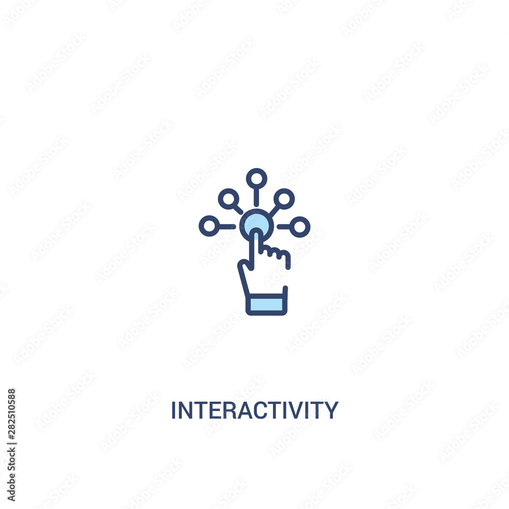 Poster interactivity concept 2 colored icon. simple line element illustration. outline blue interactivity s