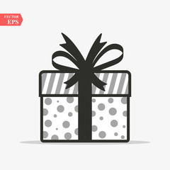 Illustration of gift box icon on background. Christmas gift icon illustration vector symbol. Present gift box icon. Package in gift wrap, vector eps 10 - box icon