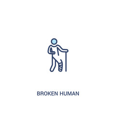 broken human concept 2 colored icon. simple line element illustration. outline blue broken human symbol. can be used for web and mobile ui/ux.