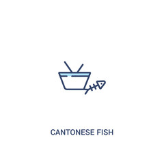 cantonese fish concept 2 colored icon. simple line element illustration. outline blue cantonese fish symbol. can be used for web and mobile ui/ux.