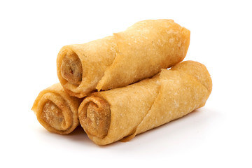 Spring rolls, Chinese cuisine, isolated on white background