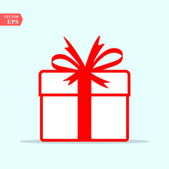 Illustration of red gift box icon on background. Christmas gift icon illustration vector symbol. Present gift box icon. Package in gift wrap, vector eps10 - box icon