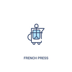 french press concept 2 colored icon. simple line element illustration. outline blue french press symbol. can be used for web and mobile ui/ux.