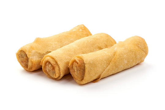 Chinese Traditional Spring rolls, isolated on white background