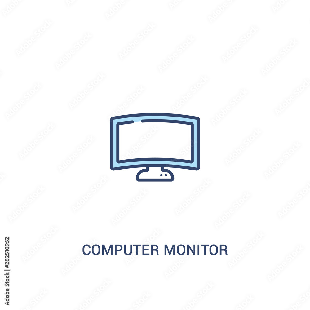 Aufkleber computer monitor concept 2 colored icon. simple line element illustration. outline blue computer mon