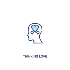 thinking love concept 2 colored icon. simple line element illustration. outline blue thinking love symbol. can be used for web and mobile ui/ux.