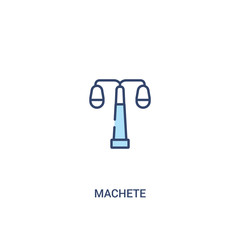 machete concept 2 colored icon. simple line element illustration. outline blue machete symbol. can be used for web and mobile ui/ux.