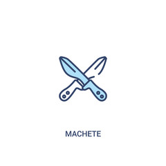 machete concept 2 colored icon. simple line element illustration. outline blue machete symbol. can be used for web and mobile ui/ux.