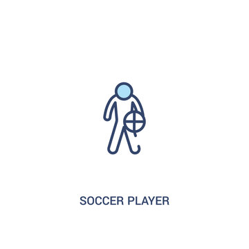 soccer player concept 2 colored icon. simple line element illustration. outline blue soccer player symbol. can be used for web and mobile ui/ux.