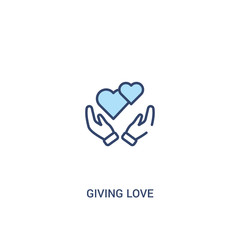 giving love concept 2 colored icon. simple line element illustration. outline blue giving love symbol. can be used for web and mobile ui/ux.