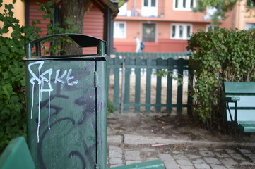 sweden stockholm ivarlo park trashcan
