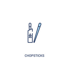 chopsticks concept 2 colored icon. simple line element illustration. outline blue chopsticks symbol. can be used for web and mobile ui/ux.