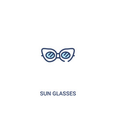 sun glasses concept 2 colored icon. simple line element illustration. outline blue sun glasses symbol. can be used for web and mobile ui/ux.