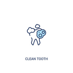 clean tooth concept 2 colored icon. simple line element illustration. outline blue clean tooth symbol. can be used for web and mobile ui/ux.