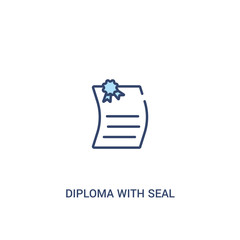 diploma with seal concept 2 colored icon. simple line element illustration. outline blue diploma with seal symbol. can be used for web and mobile ui/ux.