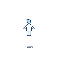 heads concept 2 colored icon. simple line element illustration. outline blue heads symbol. can be used for web and mobile ui/ux.