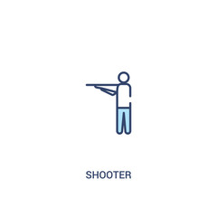 shooter concept 2 colored icon. simple line element illustration. outline blue shooter symbol. can be used for web and mobile ui/ux.