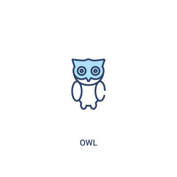 owl concept 2 colored icon. simple line element illustration. outline blue owl symbol. can be used for web and mobile ui/ux.