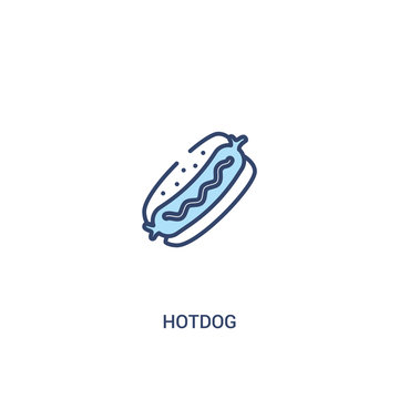 hotdog concept 2 colored icon. simple line element illustration. outline blue hotdog symbol. can be used for web and mobile ui/ux.