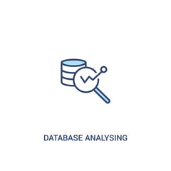 database analysing concept 2 colored icon. simple line element illustration. outline blue database analysing symbol. can be used for web and mobile ui/ux.