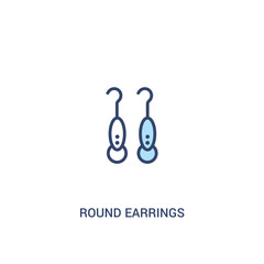 round earrings concept 2 colored icon. simple line element illustration. outline blue round earrings symbol. can be used for web and mobile ui/ux.