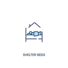 shelter beds concept 2 colored icon. simple line element illustration. outline blue shelter beds symbol. can be used for web and mobile ui/ux.