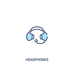 headphones concept 2 colored icon. simple line element illustration. outline blue headphones symbol. can be used for web and mobile ui/ux.