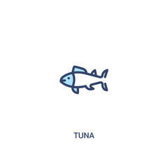tuna concept 2 colored icon. simple line element illustration. outline blue tuna symbol. can be used for web and mobile ui/ux.