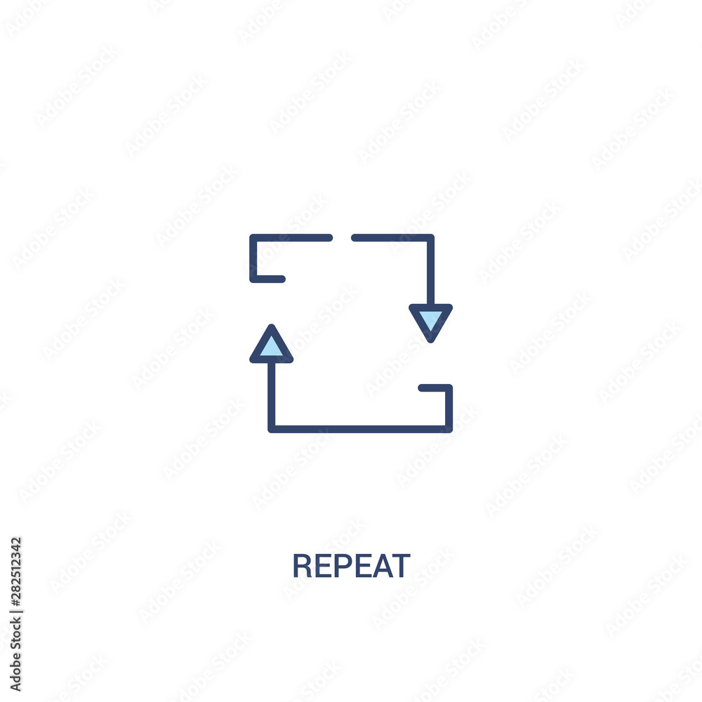 Poster repeat concept 2 colored icon. simple line element illustration. outline blue repeat symbol. can be 