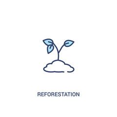 reforestation concept 2 colored icon. simple line element illustration. outline blue reforestation symbol. can be used for web and mobile ui/ux.
