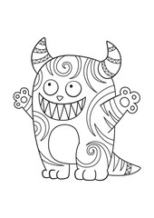 Monster doodle coloring book page