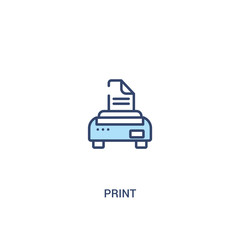 print concept 2 colored icon. simple line element illustration. outline blue print symbol. can be used for web and mobile ui/ux.