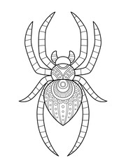 Adult coloring page a cute spider for halloween.