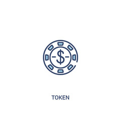 token concept 2 colored icon. simple line element illustration. outline blue token symbol. can be used for web and mobile ui/ux.