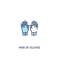 pair of gloves concept 2 colored icon. simple line element illustration. outline blue pair of gloves symbol. can be used for web and mobile ui/ux.