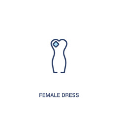 female dress concept 2 colored icon. simple line element illustration. outline blue female dress symbol. can be used for web and mobile ui/ux.