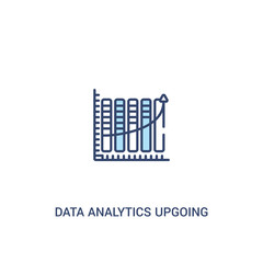 data analytics upgoing bars chart concept 2 colored icon. simple line element illustration. outline blue data analytics upgoing bars chart symbol. can be used for web and mobile ui/ux.
