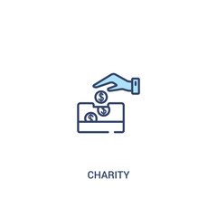 charity concept 2 colored icon. simple line element illustration. outline blue charity symbol. can be used for web and mobile ui/ux.