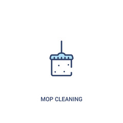 mop cleaning concept 2 colored icon. simple line element illustration. outline blue mop cleaning symbol. can be used for web and mobile ui/ux.