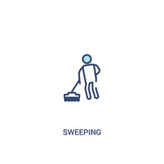 Obraz na płótnie Canvas sweeping concept 2 colored icon. simple line element illustration. outline blue sweeping symbol. can be used for web and mobile ui/ux.
