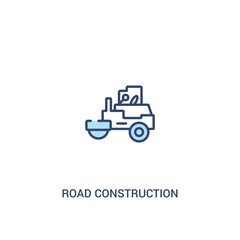 road construction concept 2 colored icon. simple line element illustration. outline blue road construction symbol. can be used for web and mobile ui/ux.